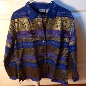 Chico's Design women's button down blouse. Size 1. 100% silk.